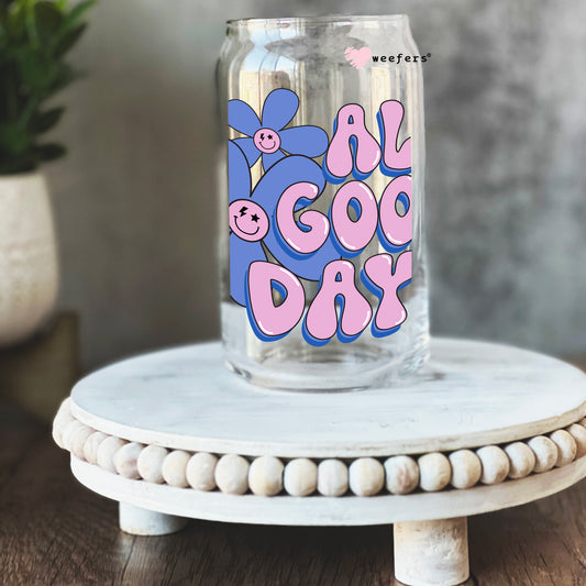 Retro All Good Days 16oz Libbey Glass Can UV DTF or Sublimation Cup Wrap - Decal Transfer Weefers