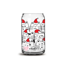Load image into Gallery viewer, Curious Cats Santa Hats 16oz Libbey Glass Can UV-DTF or Sublimation Wrap - Decal
