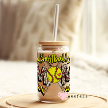 Load image into Gallery viewer, Softball Lightening 16oz Libbey Glass Can UV-DTF or Sublimation Wrap - Decal
