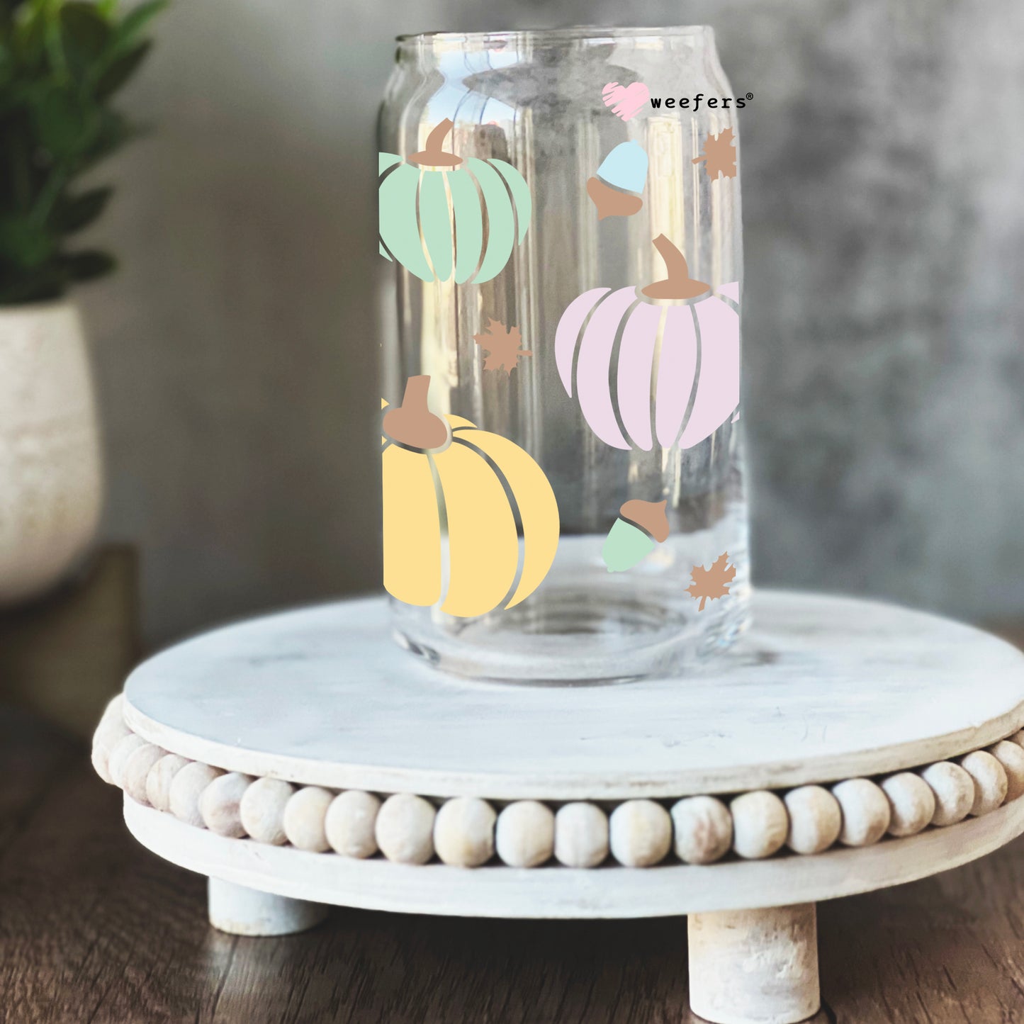 Pastel Pumpkins 16oz Libbey Glass Can UV DTF or Sublimation Wrap - Decal - Weefers