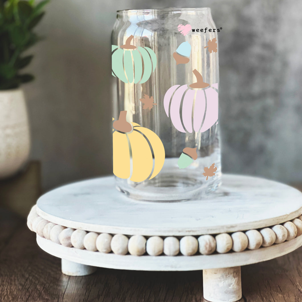Pastel Pumpkins 16oz Libbey Glass Can UV-DTF or Sublimation Wrap - Decal