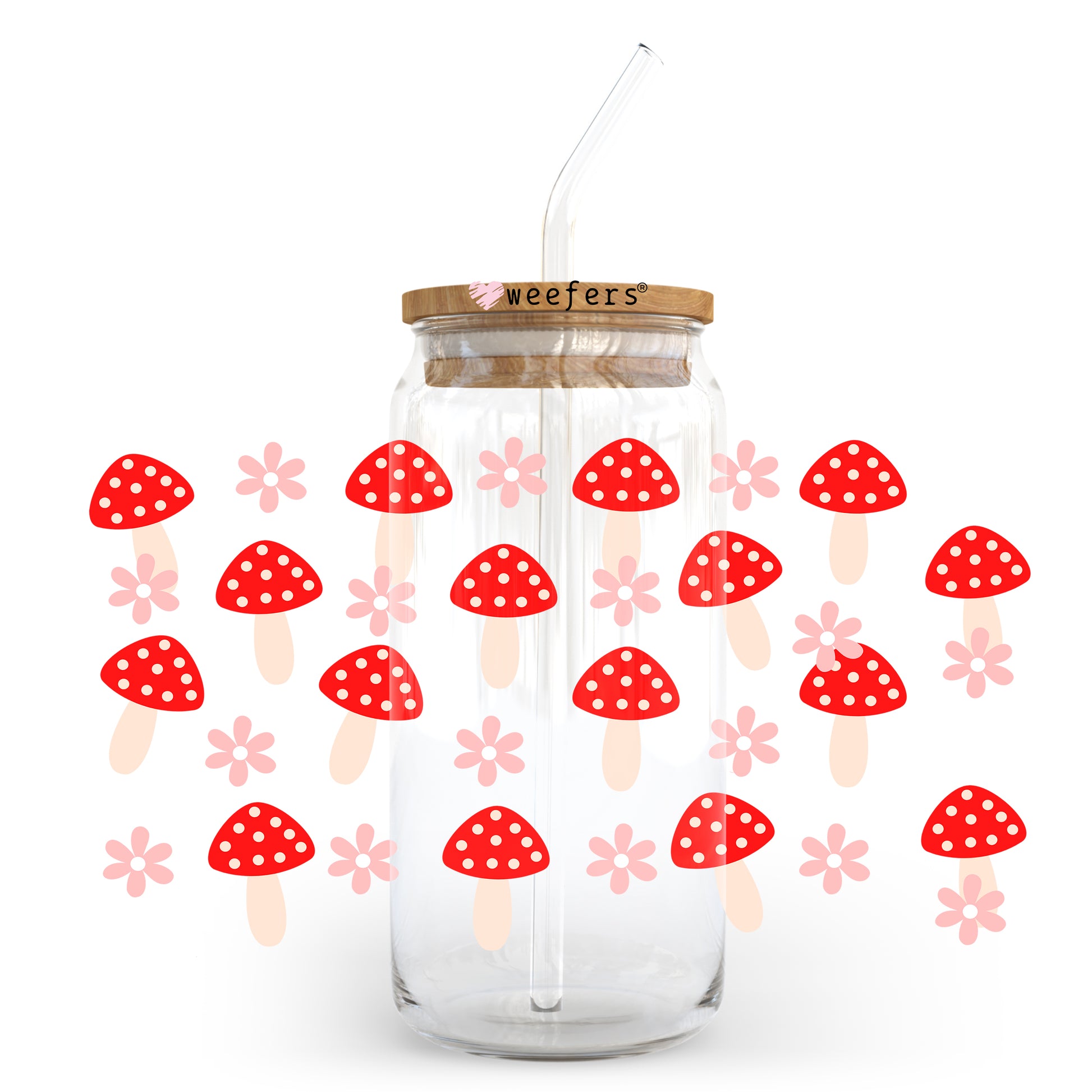 Mushroom Flowers 20oz Libbey Glass Can, 34oz Hip Sip, 40oz Tumbler UV DTF or Sublimation Decal Transfer - Weefers