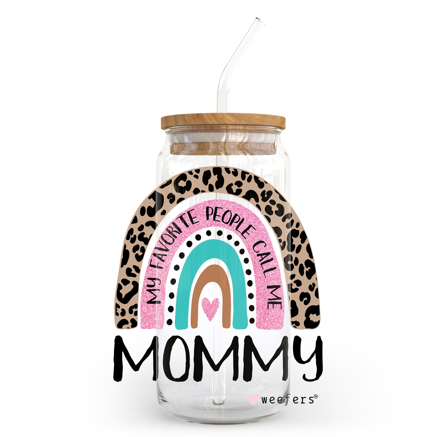 Mother's Day Mommy Boho Rainbow 20oz Libbey Glass Can, 34oz Hip Sip, 40oz Tumbler UV DTF or Sublimation Decal Transfer - Weefers