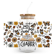 Load image into Gallery viewer, Just One More Chapter Leaves 20oz Libbey Glass Can, 34oz Hip Sip, 40oz Tumbler UVDTF or Sublimation Decal Transfer
