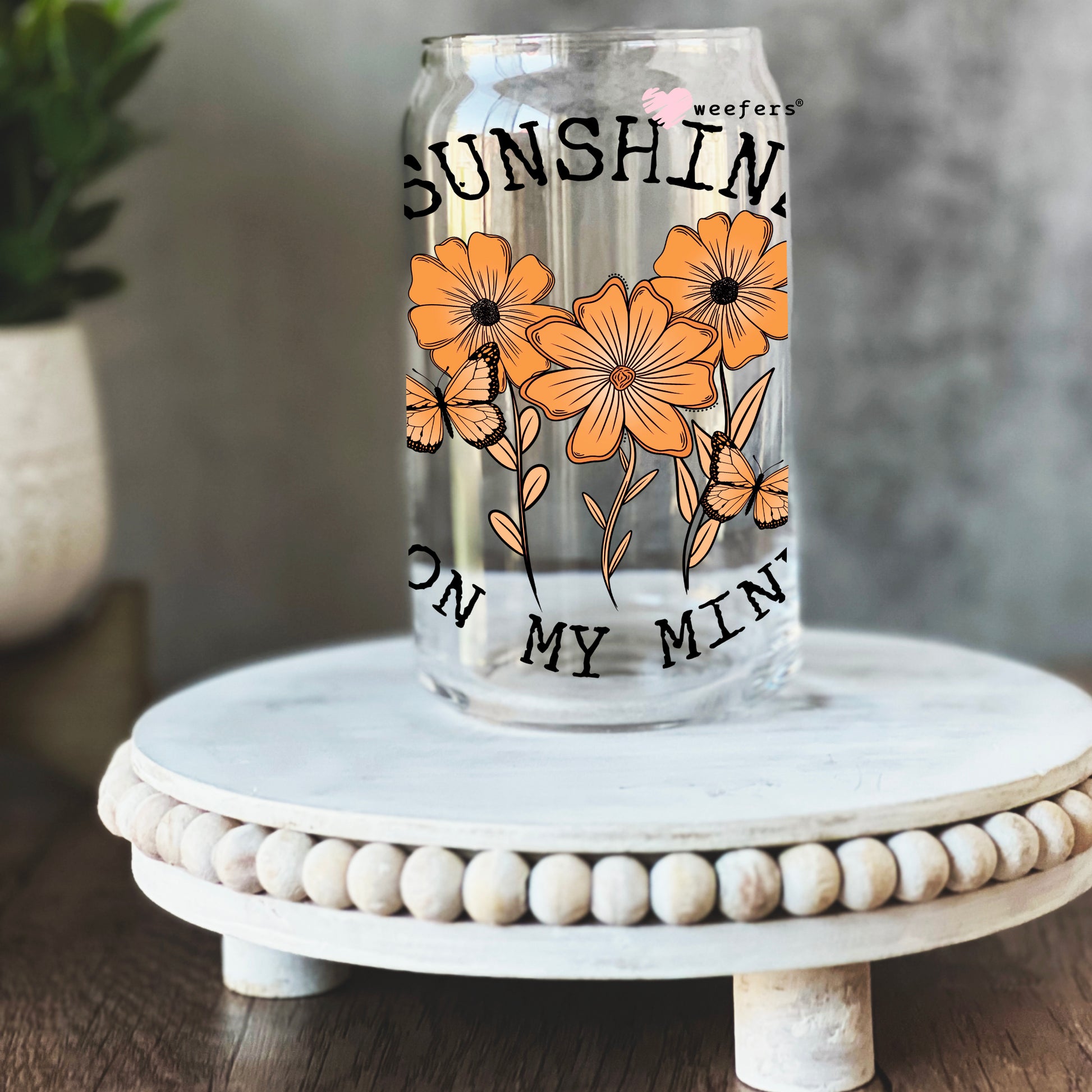 Sunshine on my Mind 16oz Libbey Glass Can UV DTF or Sublimation Wrap - Decal - Weefers