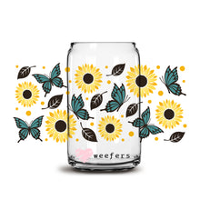 Load image into Gallery viewer, Butterflies and Sunflowers Libbey Glass Can UV-DTF or Sublimation Wrap - Decal
