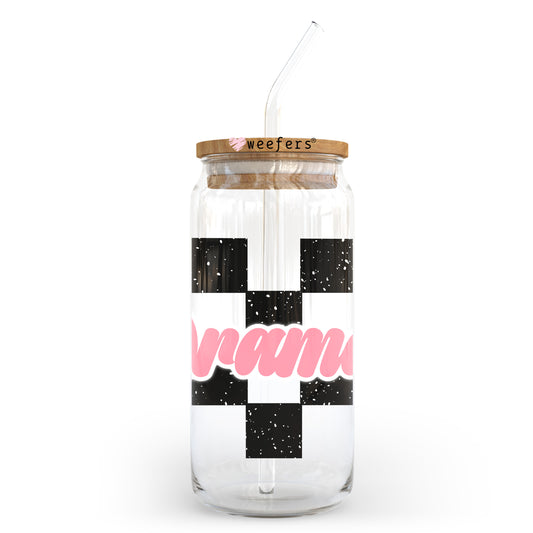 Dramatic Checkers 20oz Libbey Glass Can UV DTF or Sublimation Wrap - Decal Transfer Weefers
