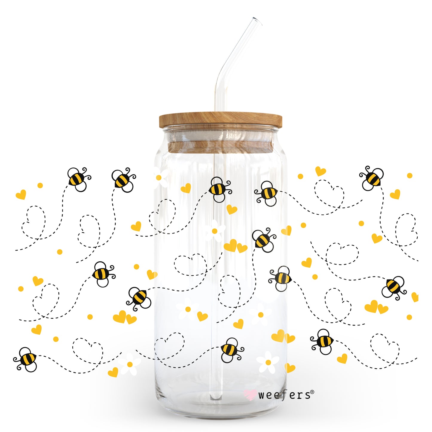 Busy Bees 20oz Libbey Glass Can, 34oz Hip Sip, 40oz Tumbler UV DTF or Sublimation Decal Transfer - Weefers