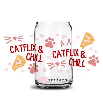 Catflix and Chill 16oz Libbey Glass Can UV DTF or Sublimation Wrap - Decal - Weefers