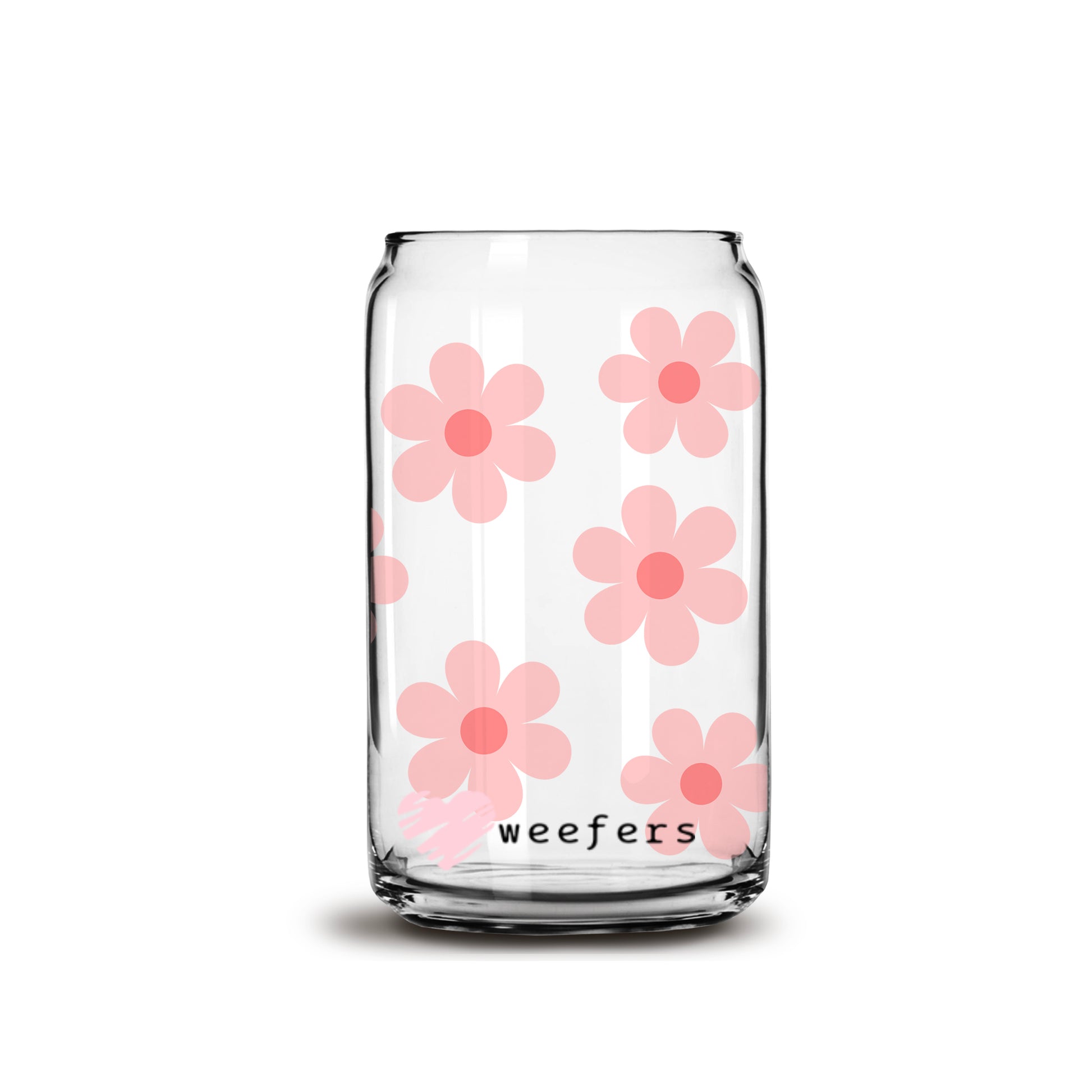 Pink Daisies 16oz Libbey Glass Can UV DTF or Sublimation Wrap - Decal - Weefers