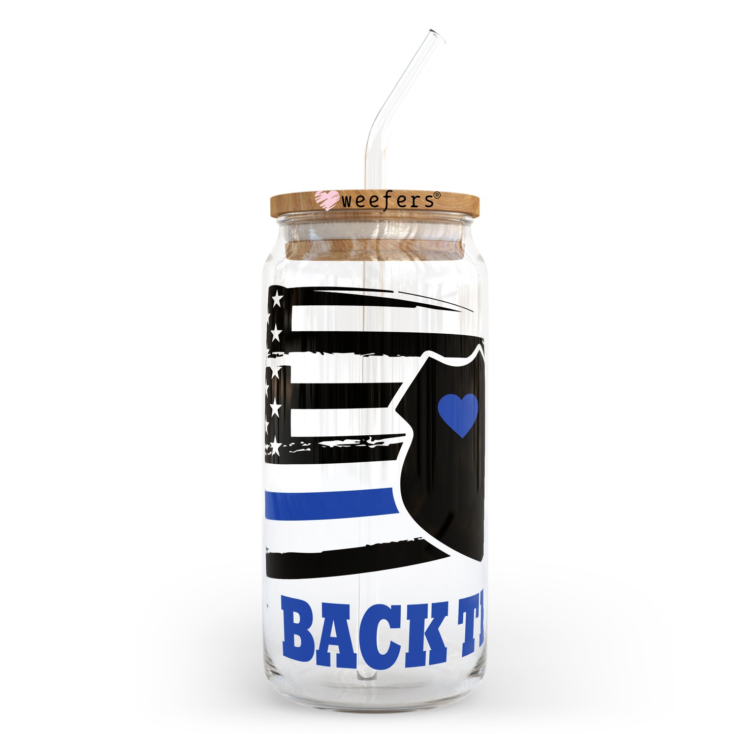 Back the Blue 20oz Libbey Glass Can, 34oz Hip Sip, 40oz Tumbler UV DTF or Sublimation Decal Transfer - Weefers