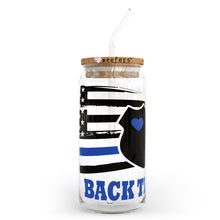 Load image into Gallery viewer, Back the Blue 20oz Libbey Glass Can, 34oz Hip Sip, 40oz Tumbler UVDTF or Sublimation Decal Transfer
