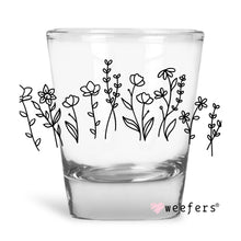 Load image into Gallery viewer, Wild flowers Black Shot Glass Short UV-DTF or Sublimation Wrap - Decal
