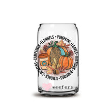 Load image into Gallery viewer, Flannels Pumpkins Leaves Fall 16oz Libbey Glass Can UV-DTF or Sublimation Wrap - Decal
