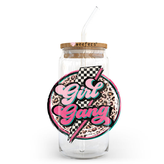 Girl Gang Cheetah Checker 20oz Libbey Glass Can UV DTF or Sublimation Wrap - Decal Transfer - Weefers