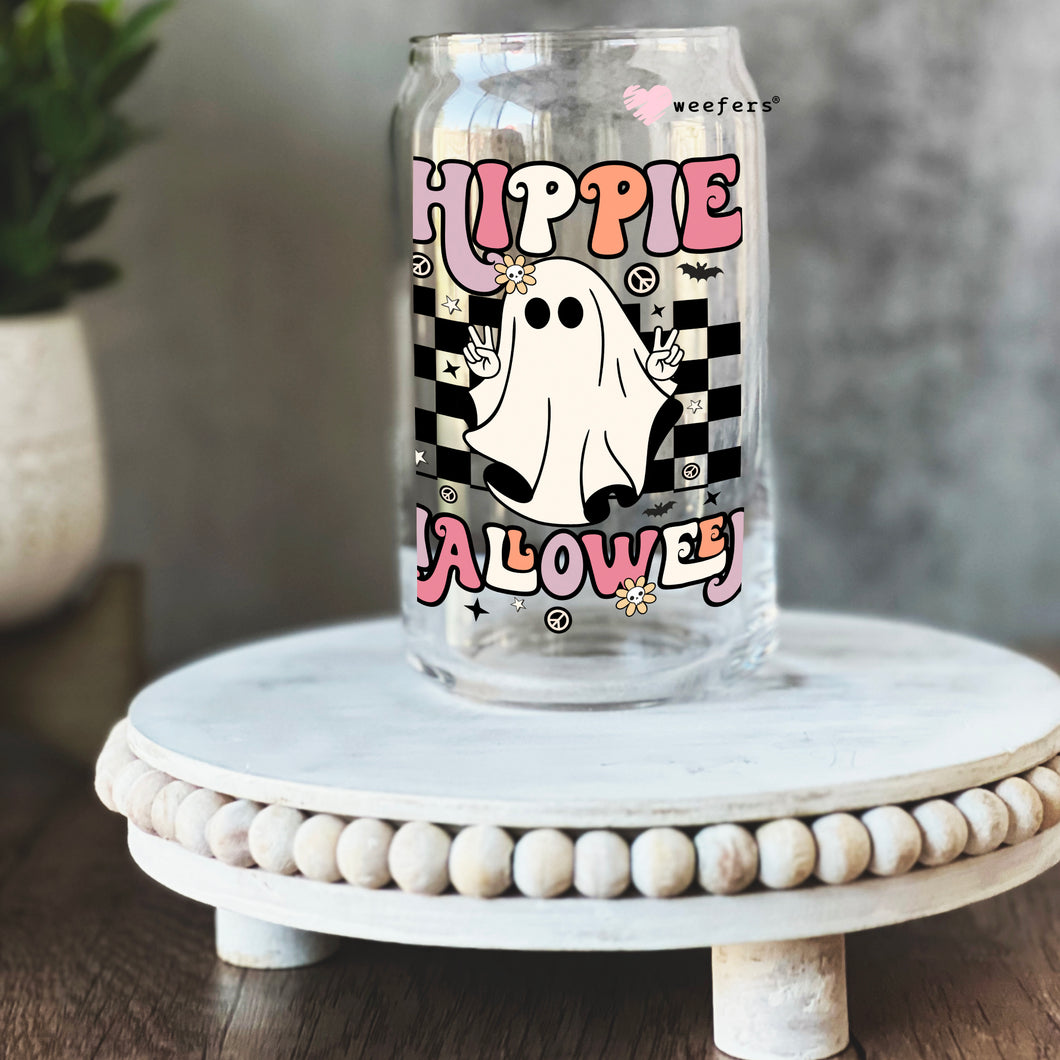 Hippie Halloween 16oz Libbey Glass Can UV-DTF or Sublimation Wrap - Decal