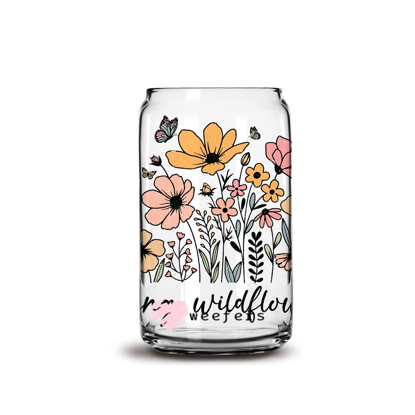 Raising Wildflowers 16oz Libbey Glass Can UV DTF or Sublimation Wrap - Decal - Weefers