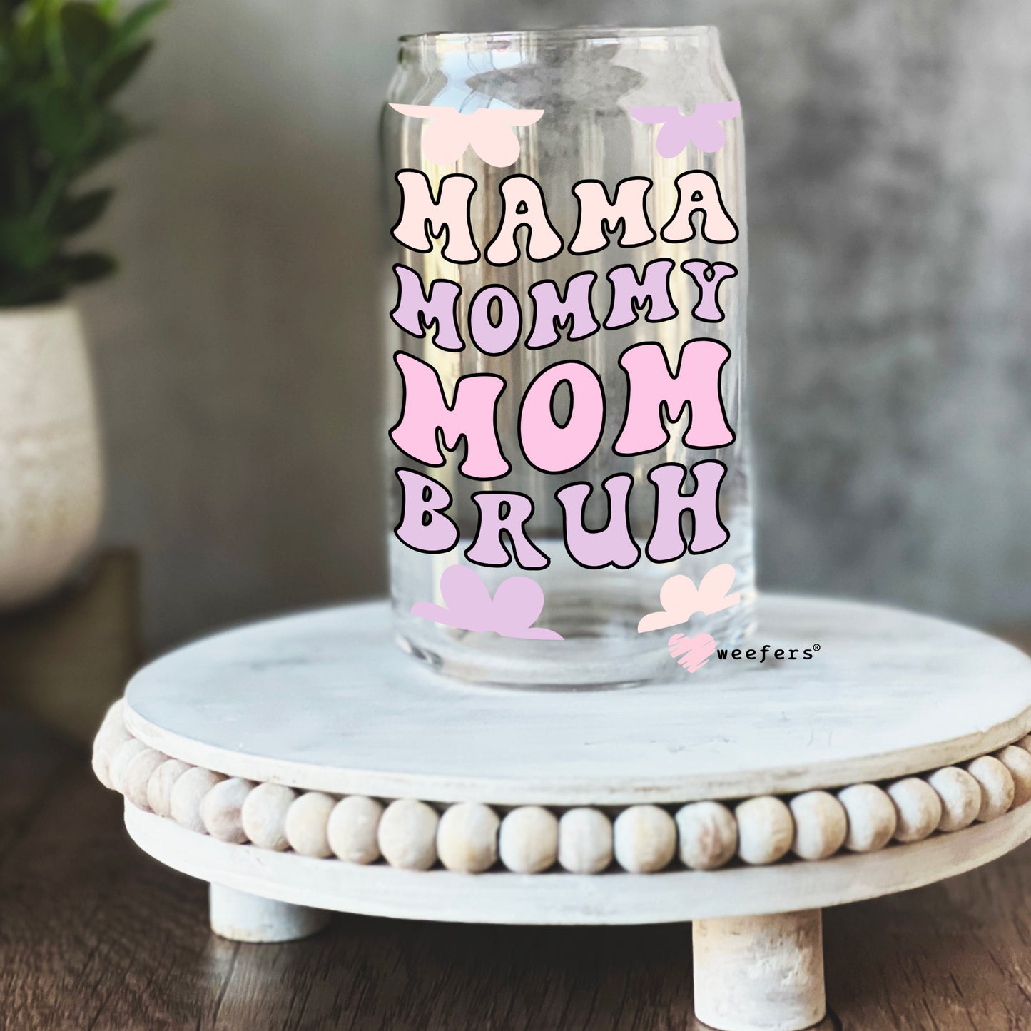 Mama Mommy Mom Bro  Retro Libbey Glass Can Wrap UV DTF Sublimation Transfers - Weefers