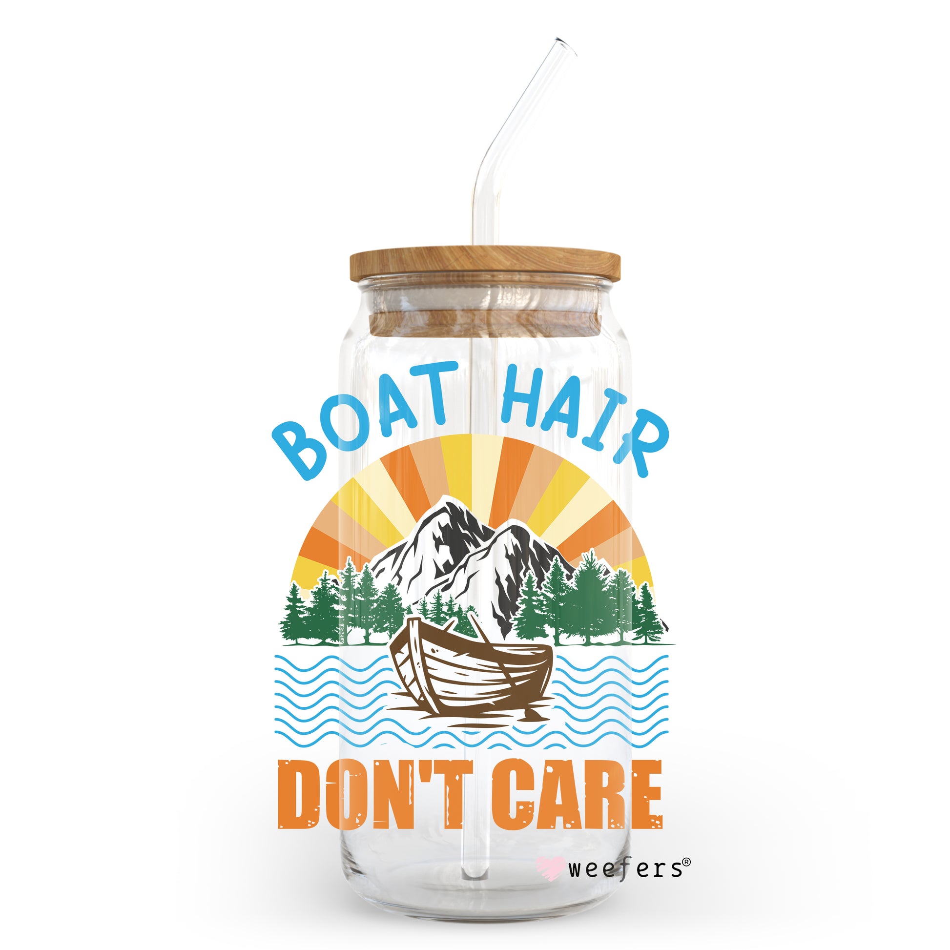 Boat Hair Don't Care 20oz Libbey Glass Can, 34oz Hip Sip, 40oz Tumbler UV DTF or Sublimation Decal Transfer - Weefers