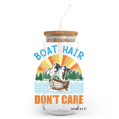 Boat Hair Don't Care 20oz Libbey Glass Can, 34oz Hip Sip, 40oz Tumbler UV DTF or Sublimation Decal Transfer - Weefers