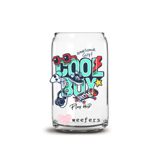 Load image into Gallery viewer, a glass jar with a skateboard design on it
