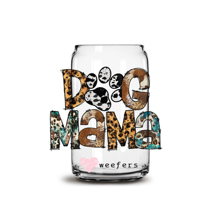 Dog Mama Western 16oz Libbey Glass Can UV DTF or Sublimation Decal Transfer - Weefers