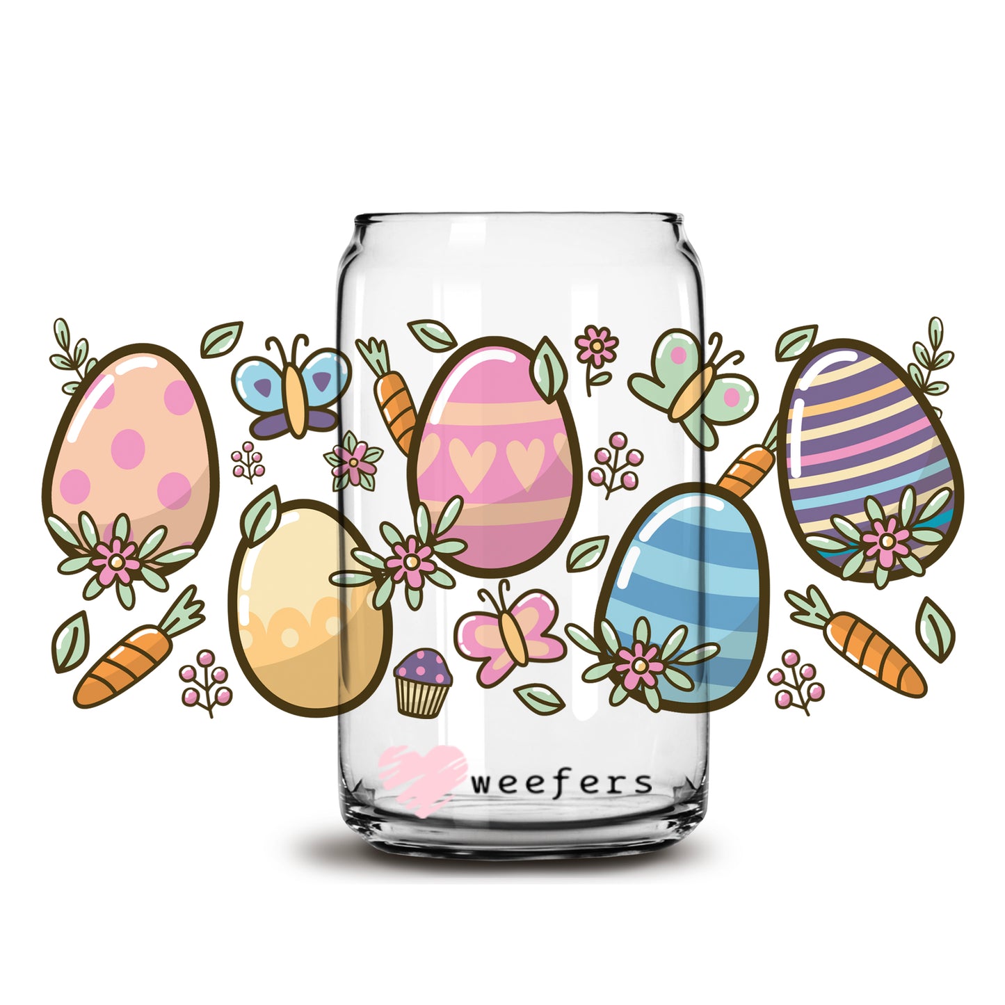 Classic Easter Eggs 16oz Libbey Glass Can UV DTF or Sublimation Cup Wrap - Decal Transfer - Weefers