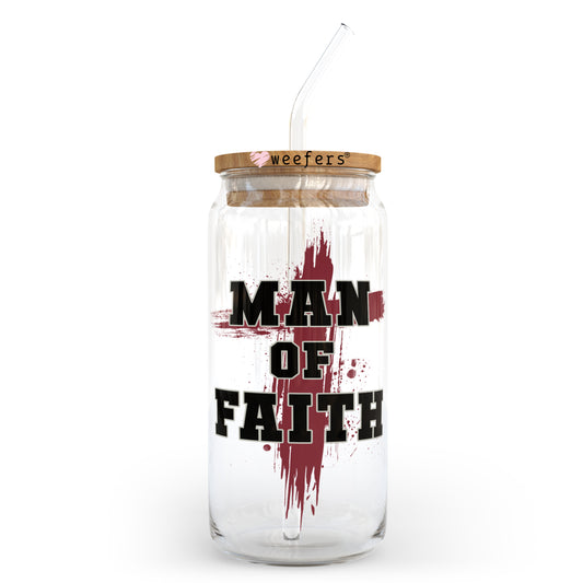 Man of Faith Christian 20oz Libbey Glass Can, 34oz Hip Sip, 40oz Tumbler UV DTF or Sublimation Decal Transfer - Weefers