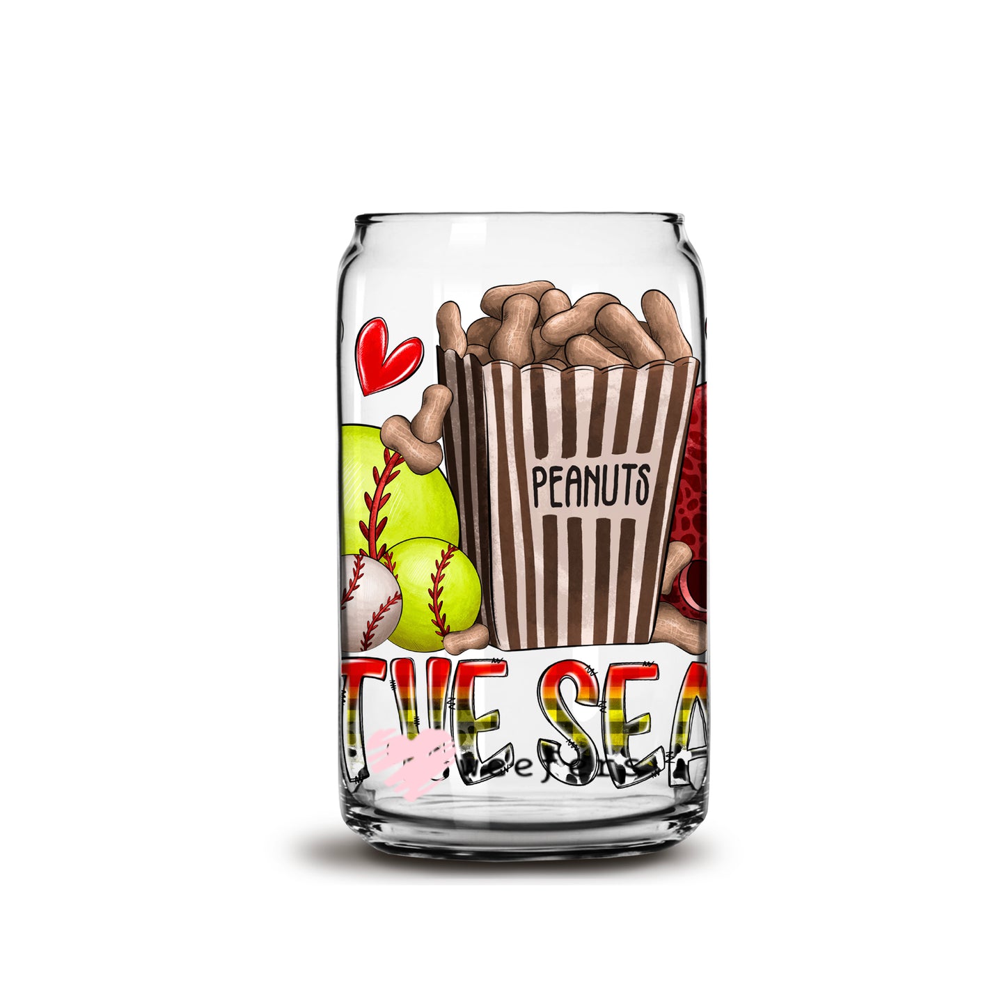 Tis The Season Softball Libbey Glass Can UV DTF or Sublimation Wrap - Decal - Weefers