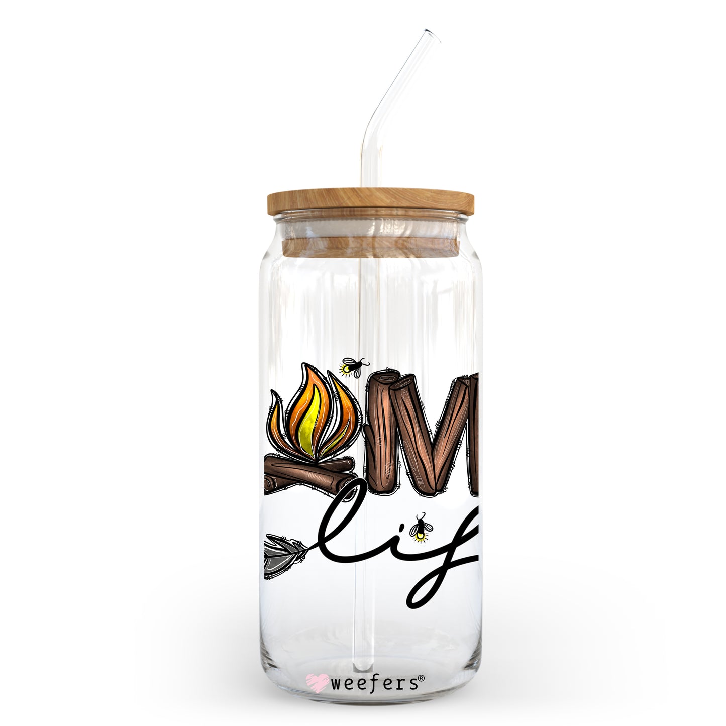 Camp Life 20oz Libbey Glass Can, 34oz Hip Sip, 40oz Tumbler UV DTF or Sublimation Decal Transfer - Weefers