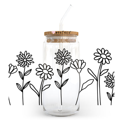 Floral wildflowers 20oz Libbey Glass Can, 34oz Hip Sip, 40oz Tumbler UV DTF or Sublimation Decal Transfer - Weefers