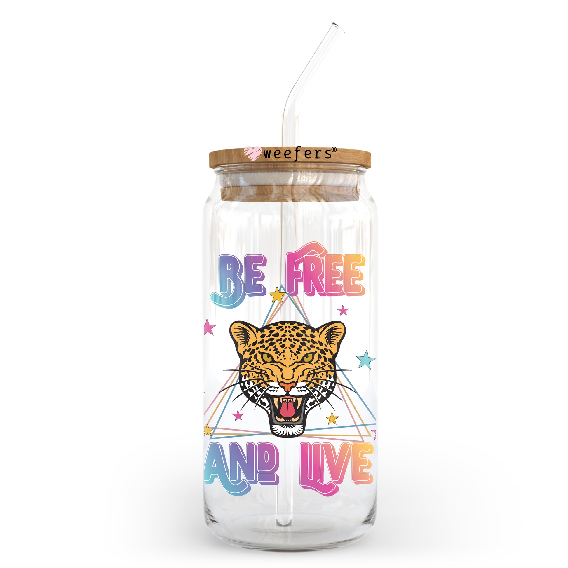 Be Free and Live 20oz Libbey Glass Can UV DTF or Sublimation Wrap - Decal Transfer - Weefers