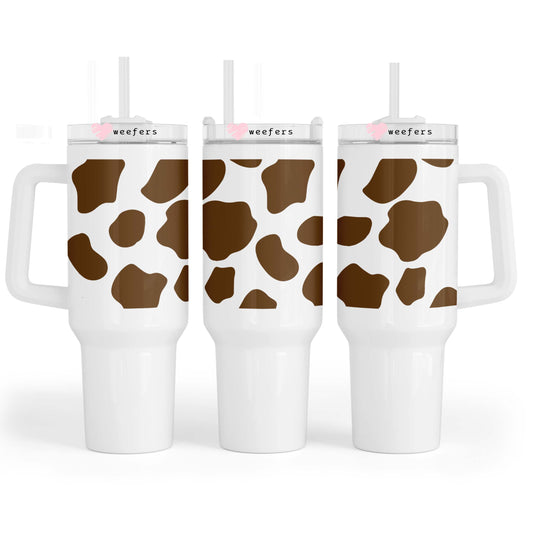 Brown Cow Print 40oz Tumbler UV DTF or Sublimation Wrap - Decal - Weefers