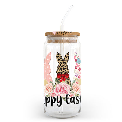 Happy Easter Bunnies 20oz Libbey Glass Can UV DTF or Sublimation Wrap - Decal - Weefers