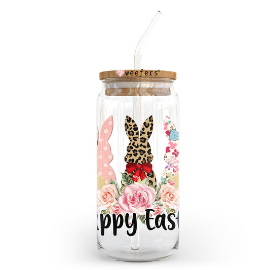 Happy Easter Bunnies 20oz Libbey Glass Can UV DTF or Sublimation Wrap - Decal - Weefers