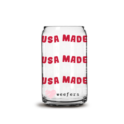 4th of July USA Made 16oz Libbey Glass Can UV DTF or Sublimation Wrap - Decal - Weefers