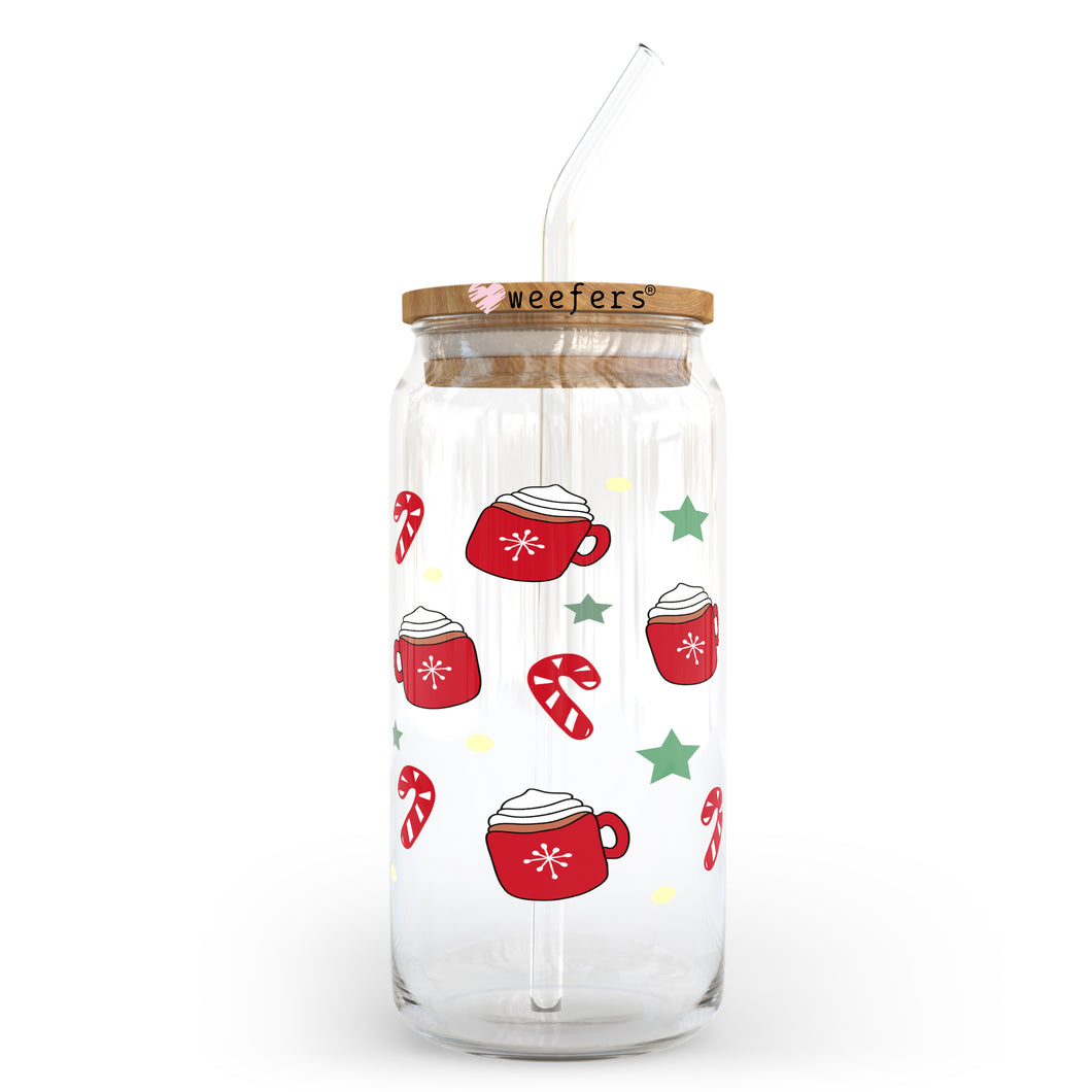 Christmas Cocoa and Candy Canes 20oz Libbey Glass Can, 34oz Hip Sip, 40oz Tumbler UVDTF or Sublimation Decal Transfer
