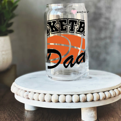 Basketball Dad 16oz Libbey Glass Can UV DTF or Sublimation Cup Wrap - Decal Transfer - Weefers