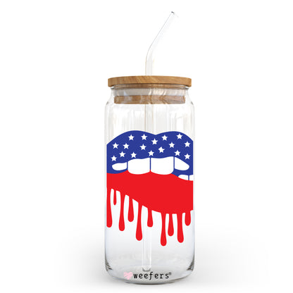 USA Dripping Lips 20oz Libbey Glass Can, 34oz Hip Sip, 40oz Tumbler UV DTF or Sublimation Decal Transfer - Weefers