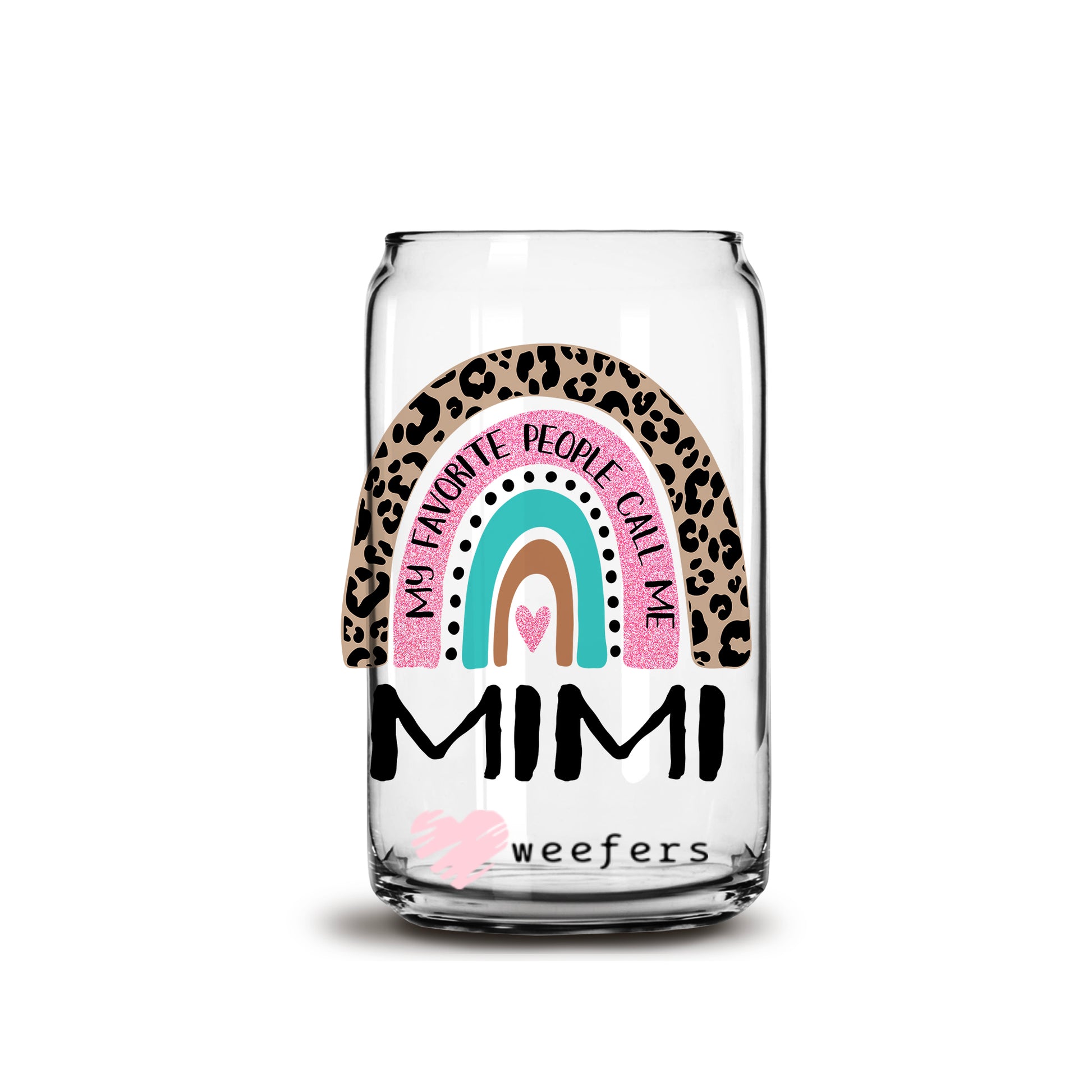 Mother's Day Mimi Boho Rainbow Libbey Glass Can UV DTF or Sublimation Wrap - Decal - Weefers