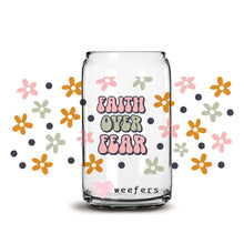 Load image into Gallery viewer, Retro Faith Over Fear 16oz Libbey Glass Can UV-DTF or Sublimation Wrap - Decal
