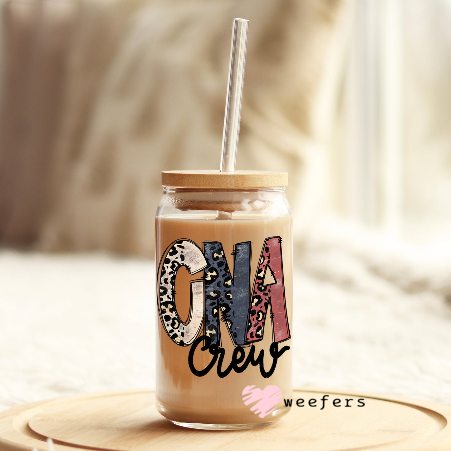 CNA Crew Doodle 16oz Libbey Glass Can UV DTF or Sublimation Wrap - Decal - Weefers