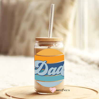 Dad Retro Stripes 16oz Libbey Glass Can UV DTF or Sublimation Wrap - Decal - Weefers