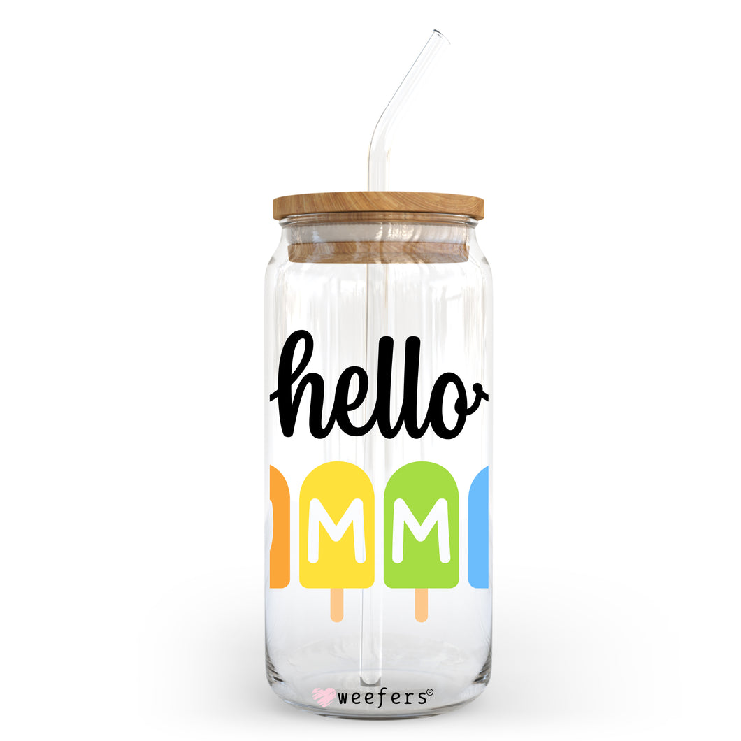 Hello Summer 20oz Libbey Glass Can UV-DTF or Sublimation Wrap - Decal