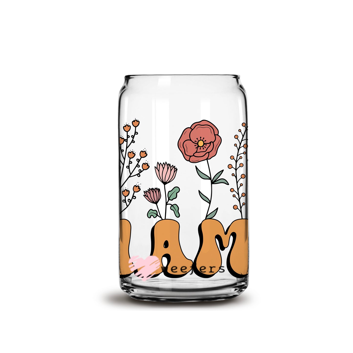 Mama Wildflowers 16oz Libbey Glass Can UV DTF or Sublimation Wrap - Decal - Weefers