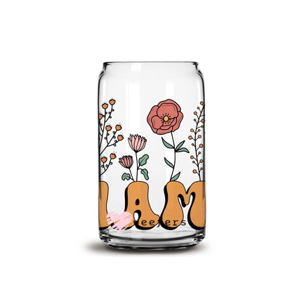 Mama Wildflowers 16oz Libbey Glass Can UV DTF or Sublimation Wrap - Decal - Weefers