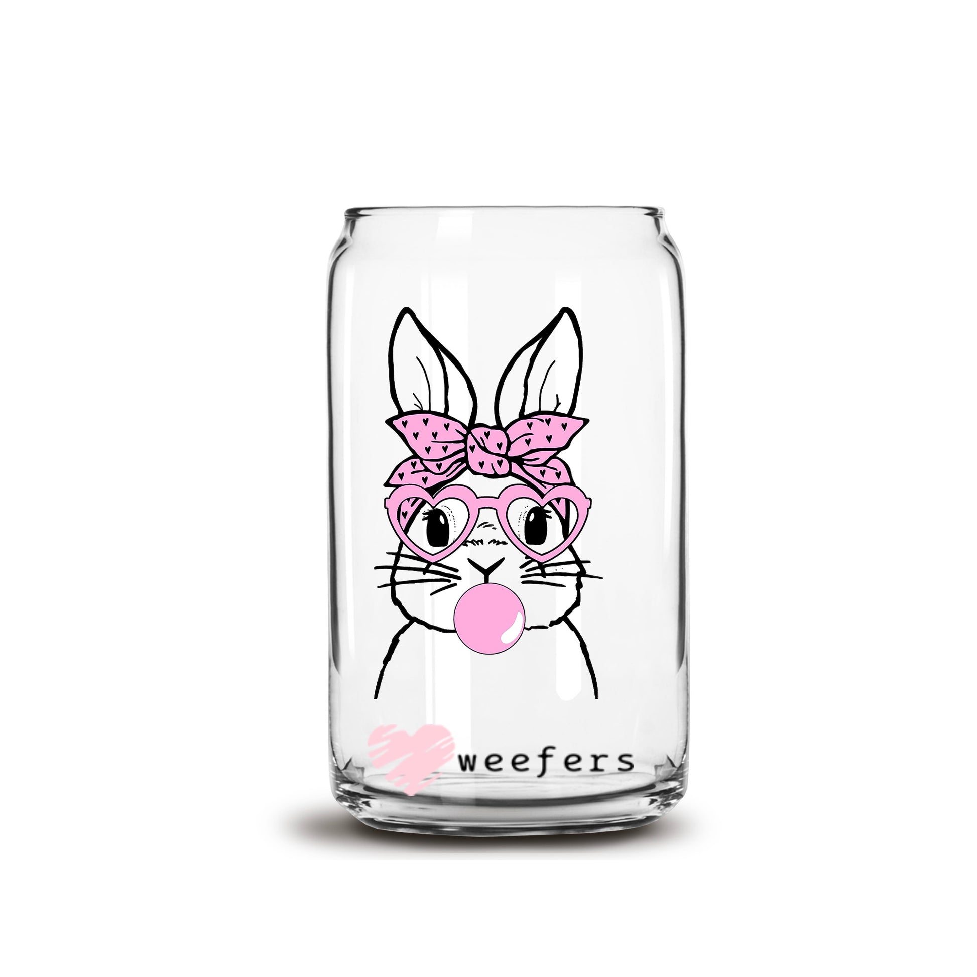 Bunny Bubble Gum 16oz Libbey Glass Can UV DTF or Sublimation Cup Wrap - Decal Transfer - Weefers