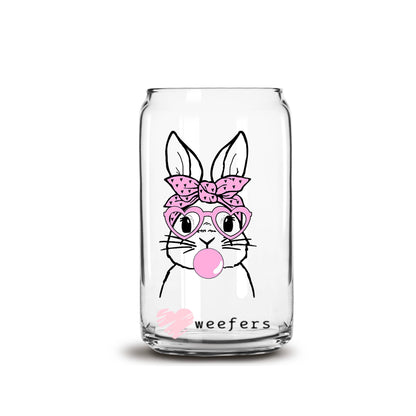 Bunny Bubble Gum 16oz Libbey Glass Can UV DTF or Sublimation Cup Wrap - Decal Transfer - Weefers