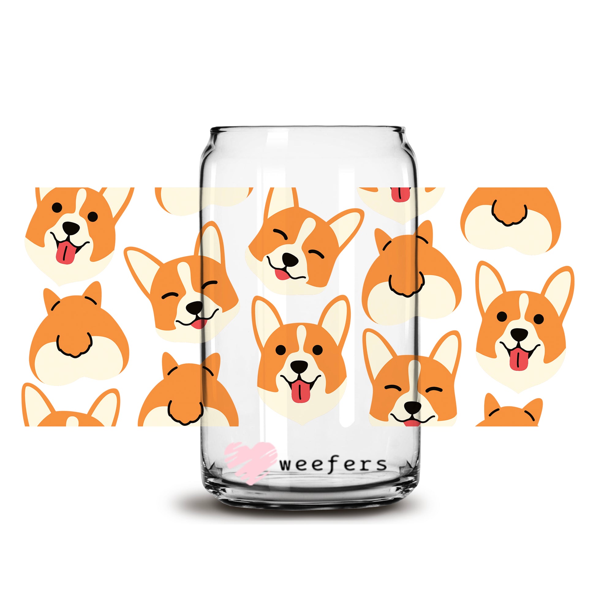 Corgi Cutie Libbey Glass Can Wrap UV DTF Sublimation Transfers - Weefers