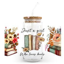 Load image into Gallery viewer, Just a Girl who Loves Books 20oz Libbey Glass Can UV-DTF or Sublimation Wrap - Decal
